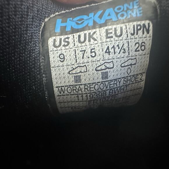 Hoka One One Women's Ora Recovery Shoe 2 Sz US 9 Black White BWHT 1119398 - Picture 9 of 9